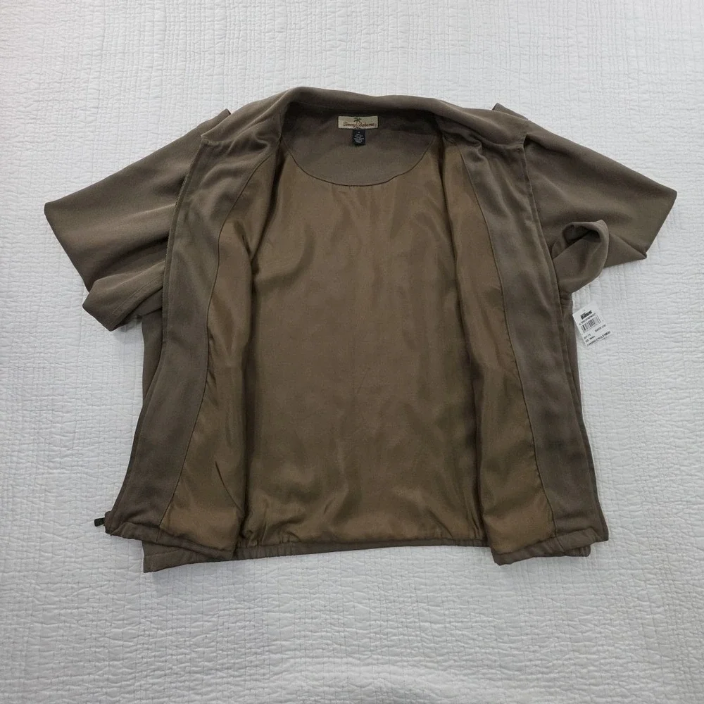 Tommy Bahama 100% Silk Full Zip Jacket‎ Mens M Slick Green Rayon Lined NEW NWT